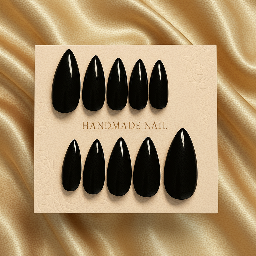 Handmade Press On Nails - Simple Black