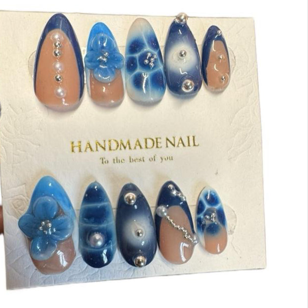 Handmade Press On Nails - Feeling Blue