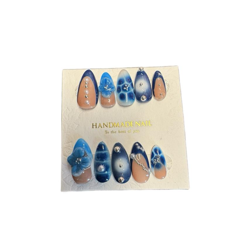 Handmade Press On Nails - Feeling Blue