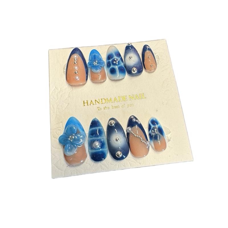 Handmade Press On Nails - Feeling Blue