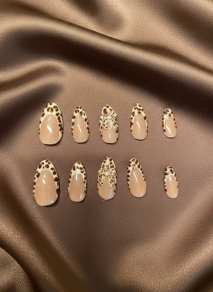 🐆 Wild Thing – Leopard Print French Tip Press-On Nails