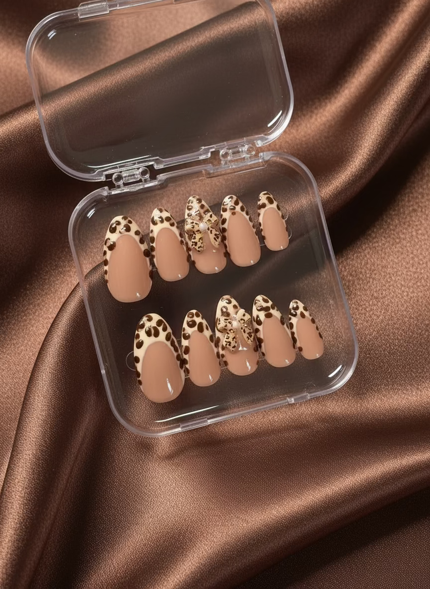 🐆 Wild Thing – Leopard Print French Tip Press-On Nails