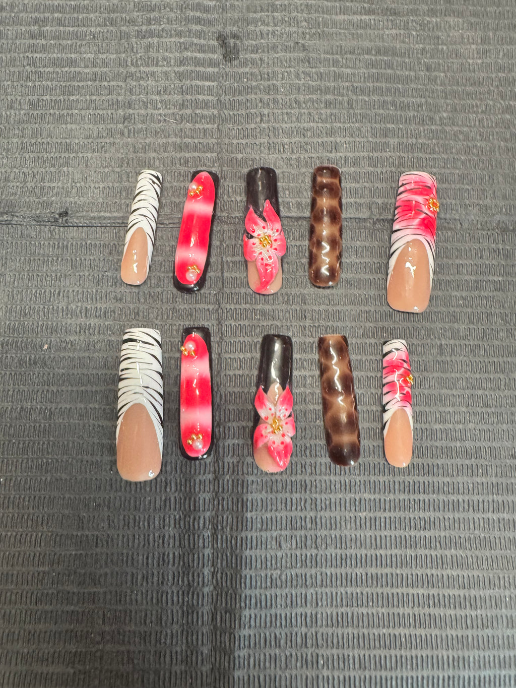 Handmade Press On Nails - Viral 3D Flower - Pink Bloom