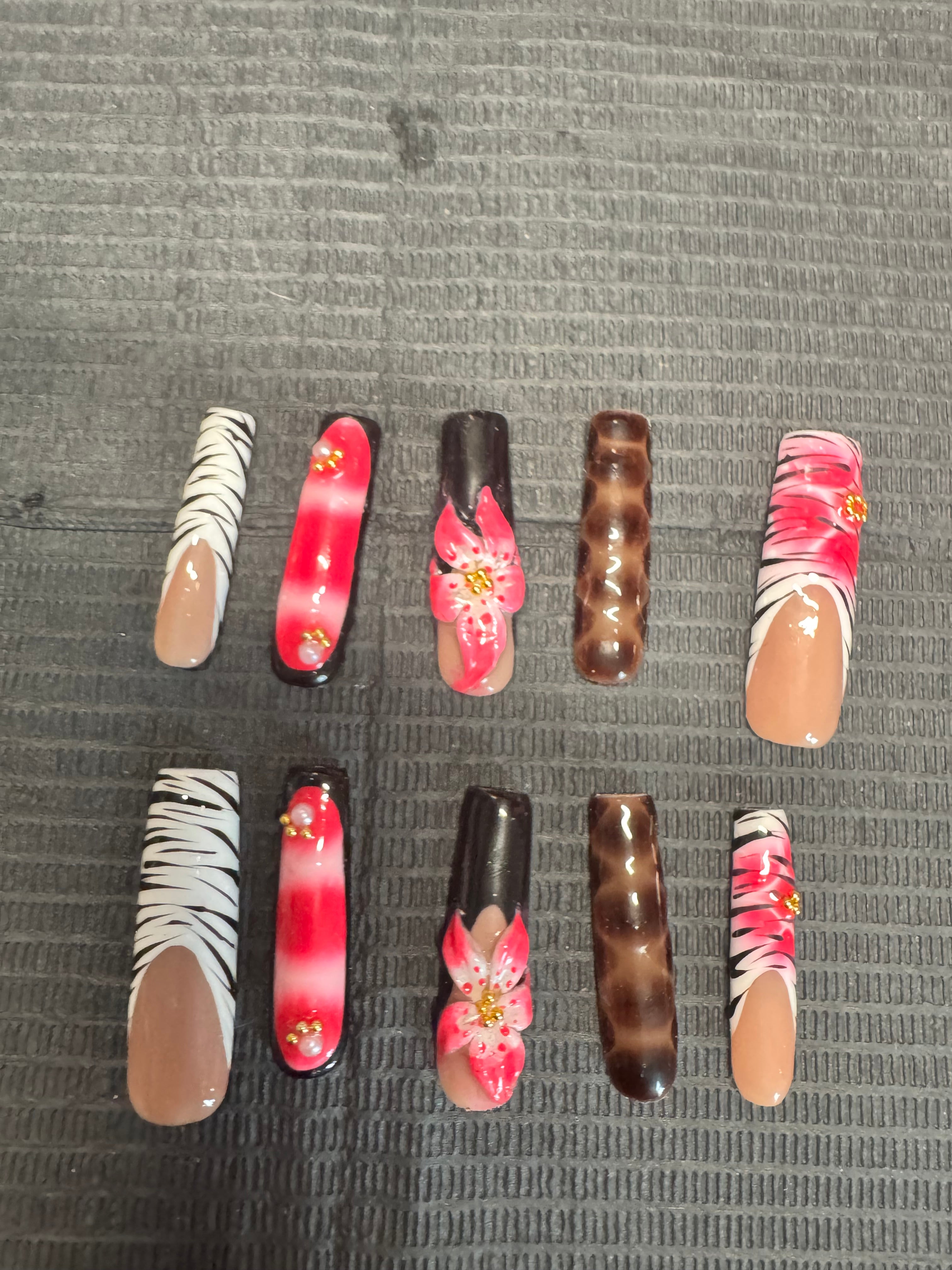 Handmade Press On Nails - Viral 3D Flower - Pink Bloom