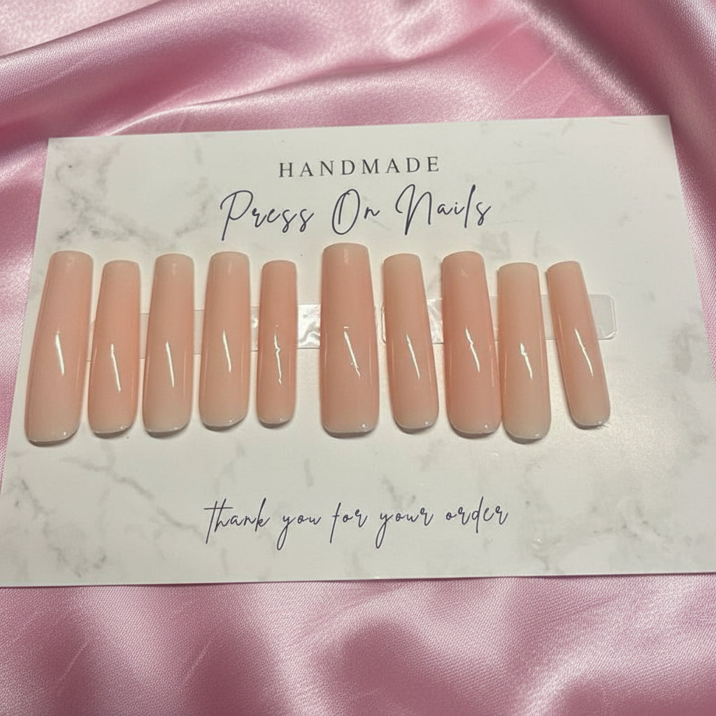 Simple Bubblebath – Soft Nude Gloss Press-On Nails | Classic Natural Nail Set (Multiple Lengths & Shapes)