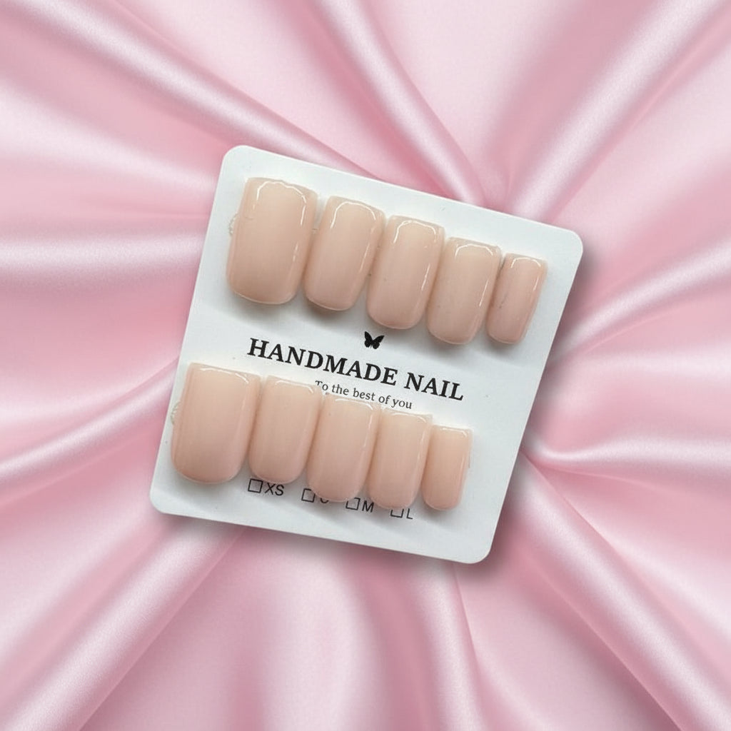 Simple Bubblebath – Soft Nude Gloss Press-On Nails | Classic Natural Nail Set (Multiple Lengths & Shapes)