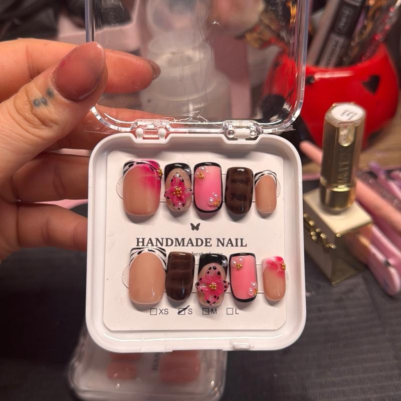 Handmade Press On Nails - Viral 3D Flower - Pink Bloom