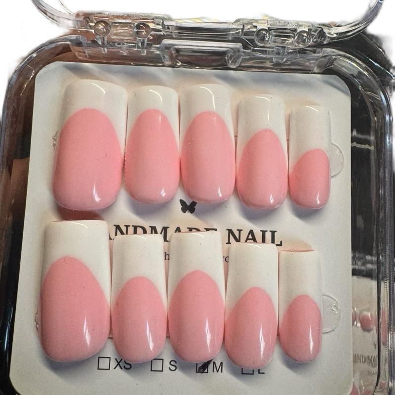 Handmade Press On NAIL & TOENAIL Bundle - Babypink Base Thick White French