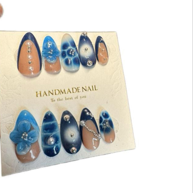 Handmade Press On Nails - Feeling Blue