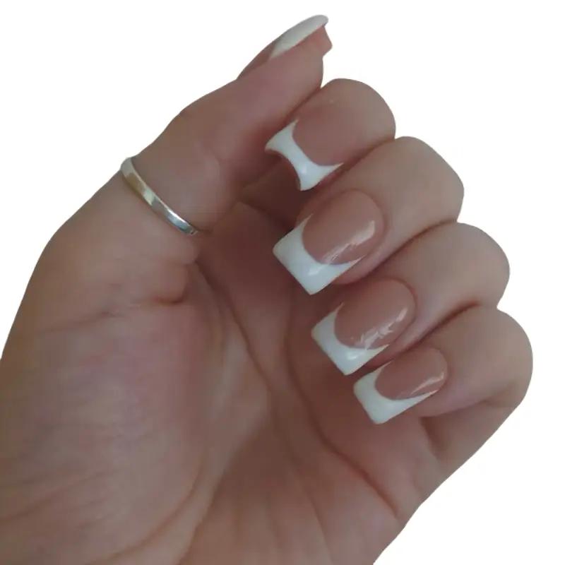 Handmade Press On Nails - Basic white French