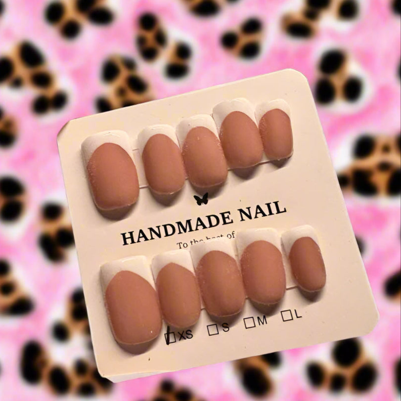 Handmade Press On Nails - Basic white French